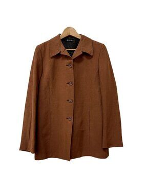 Vintage Ann Freedberg Brown Linen Button Down Jacket sz 10
